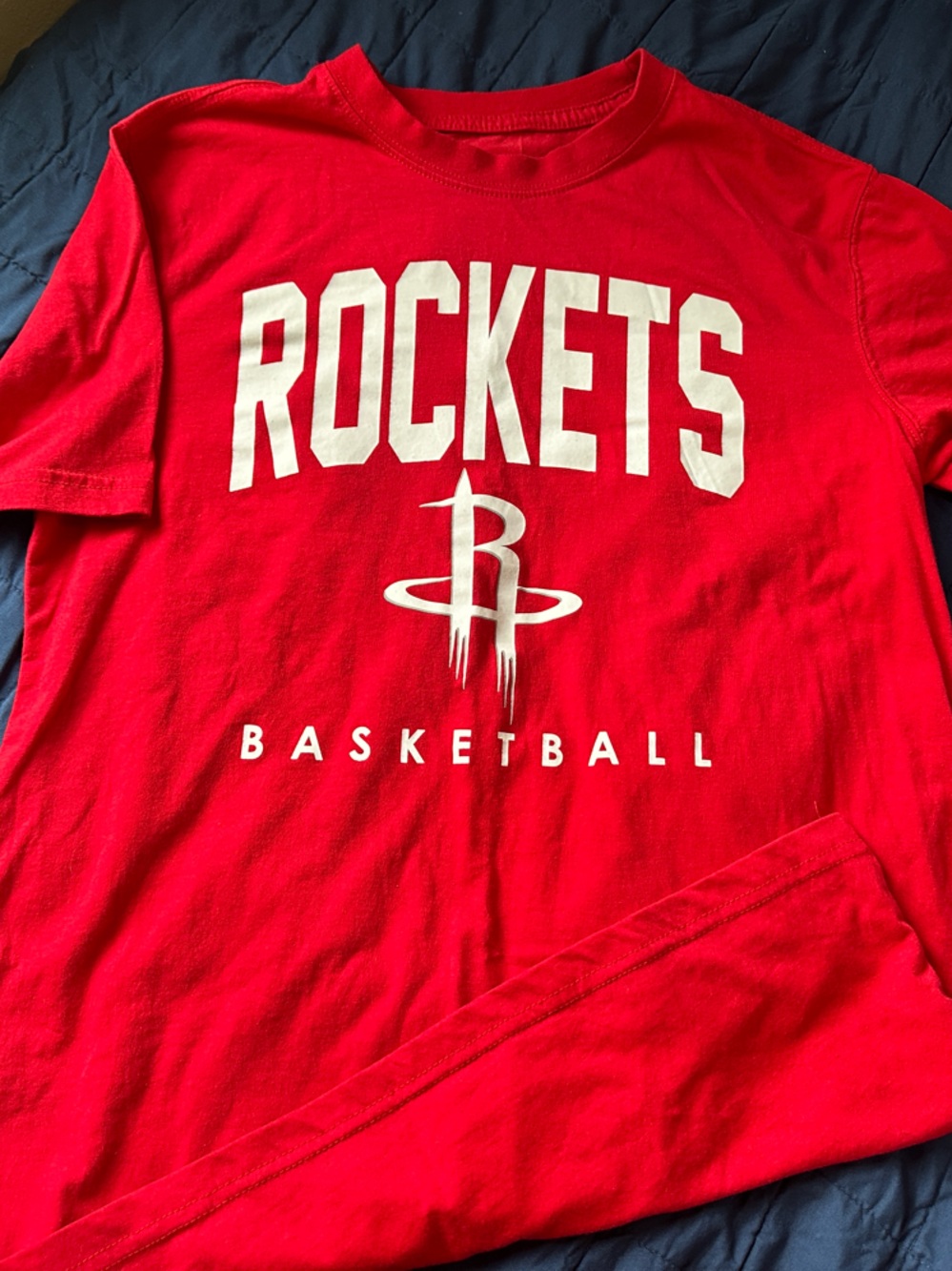 NBA Rockets Red Short Sleeve Tee with White Logo